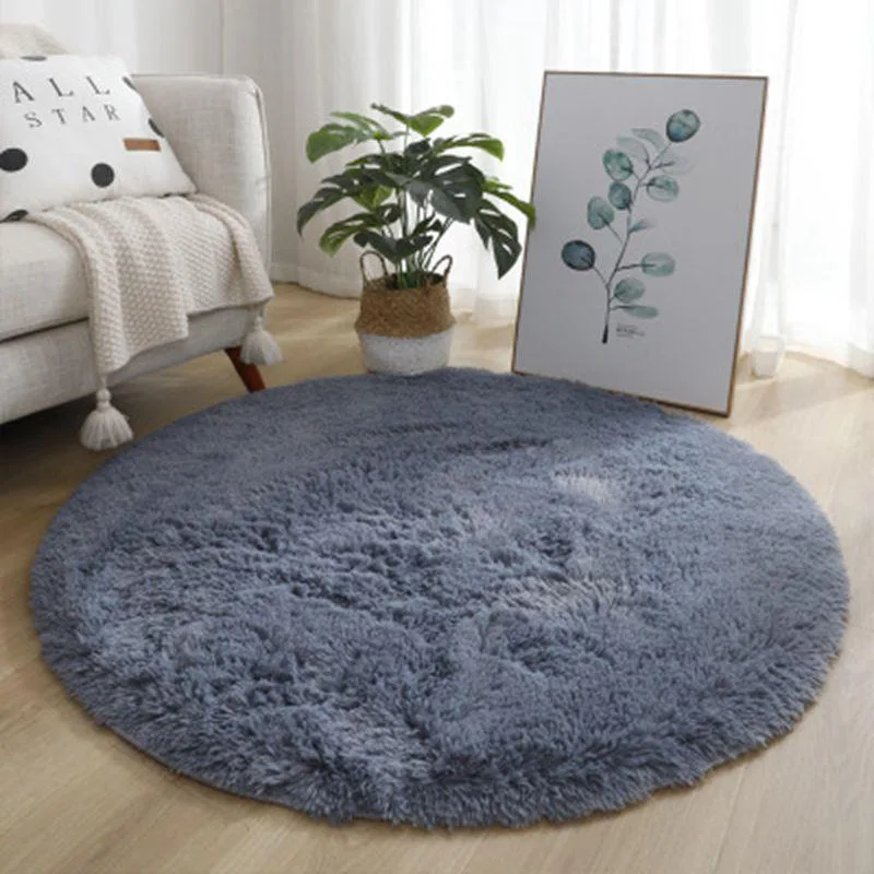 Nordic living room carpet, plush silk, circular floor mat, hanging basket, computer chair mat,living room solid color carpet mat