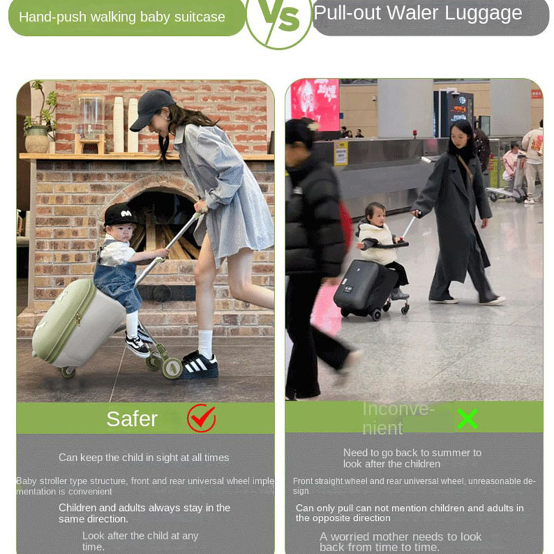 Bagagem infantil nova pode sentar-se passeio no carrinho bagagem dobrável mala de viagem embarque rodas de freio sacos de viagem do bebê mala