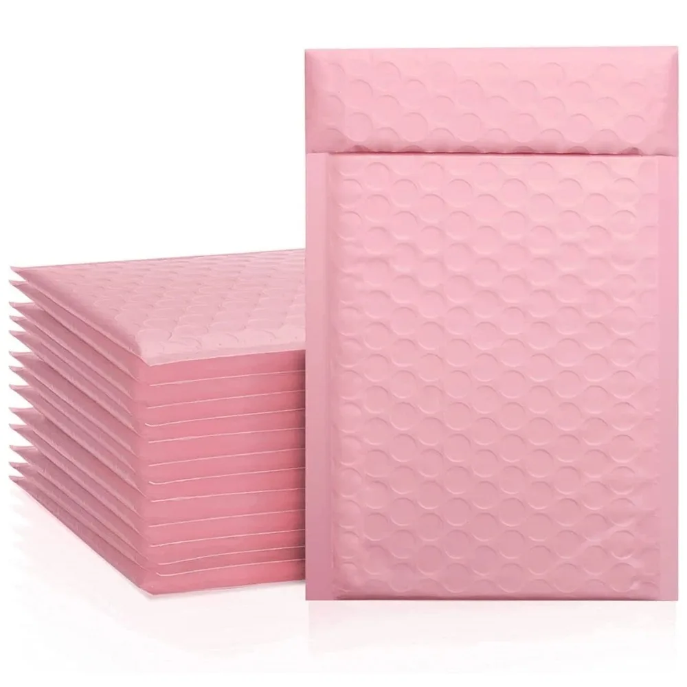 10 stks Composiet Parelmoer Film Bubble Bag Roze Kledingstuk Verpakking Express Bag Verdikte Envelop Schuim Waterdichte Bubble Bag