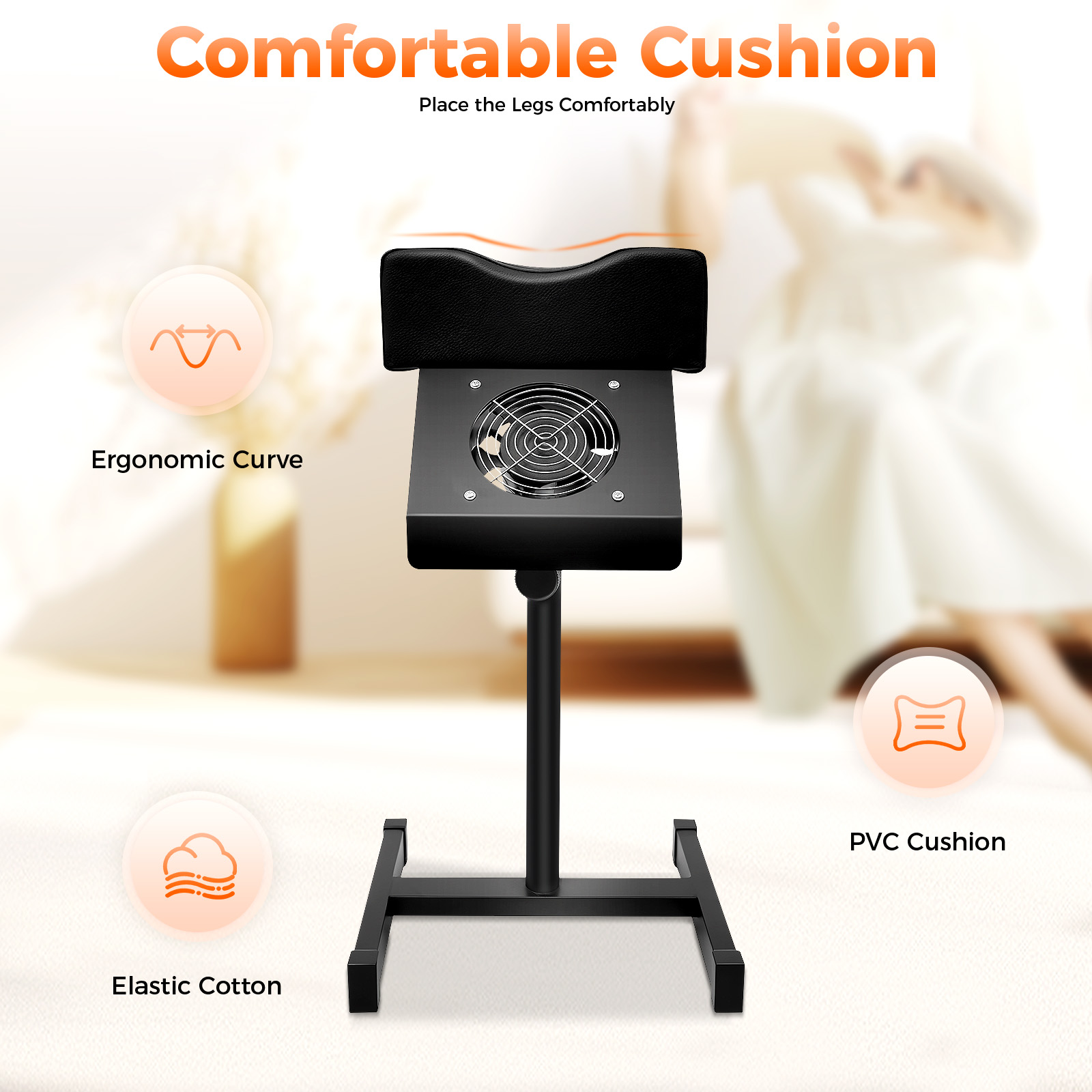 Professional Pedicure Stool Height Adjustable Manicure Chair Beauty Salon Spa Lift Stool Footrest Nail Bench w/Dust Cleaning Fan