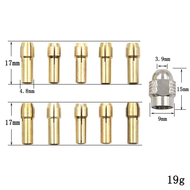 11pc Messing futter Silber mutter elektrische Schleif bohrmaschine Klemme Mini-Bohrer Spannfutter Elektrowerkzeug-Zubehör-Set