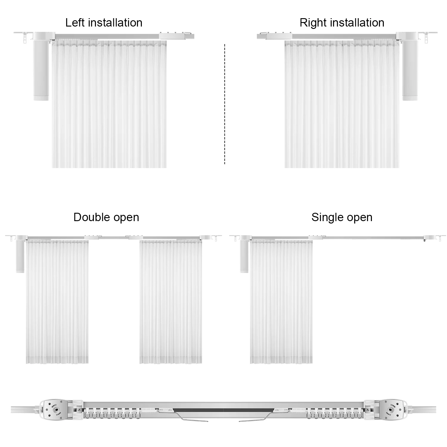 MaiHa Tuya Wifi Electric Smart Curtain Motor Motorized System Scalable 20cm Track Rod Intelligent Support Alexa Google Assist