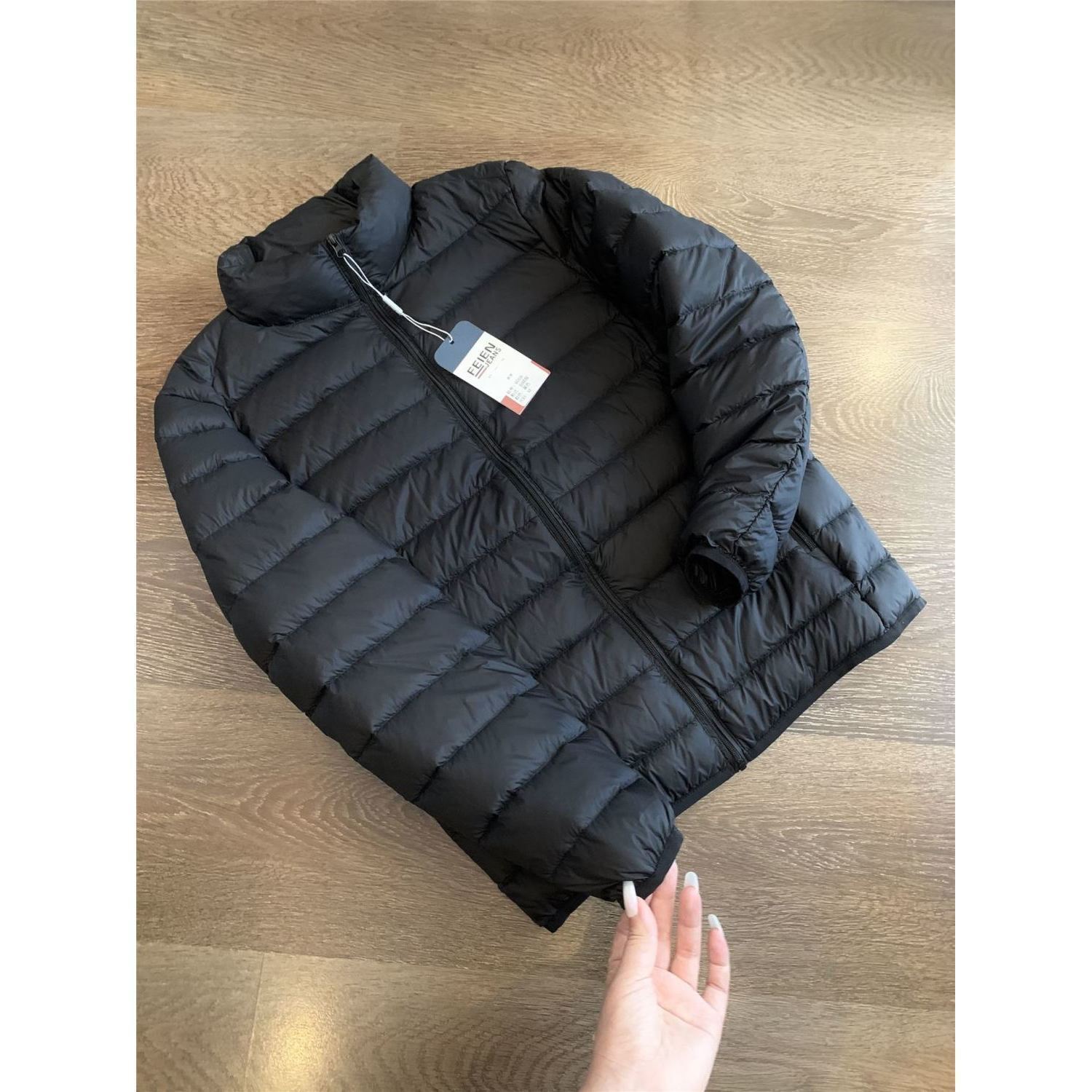 Jaqueta Masculina Ultra Leve de Aodão com Plumas, Gola Alta, Aquecimento, Sem Etiqueta, Enchimento de Aodão de Seda, Ajus...