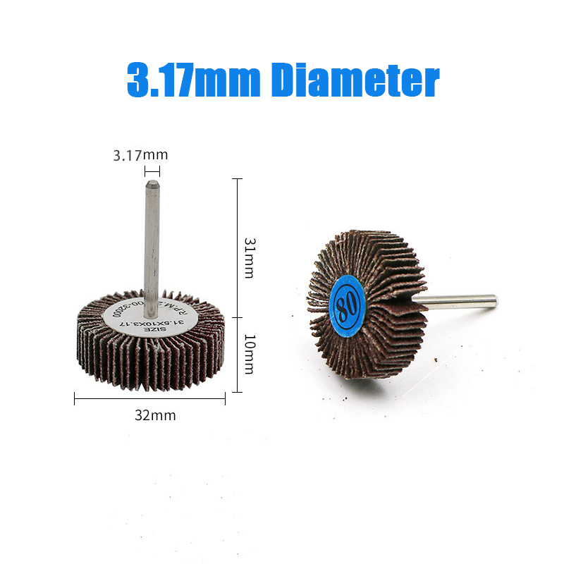 5pcs Louver 80 Grit Grinding Sanding Sandpaper Flap Wheel Discs 3.0mm Shank Shutter Polishing Wheel For Dremel Rotary Tools
