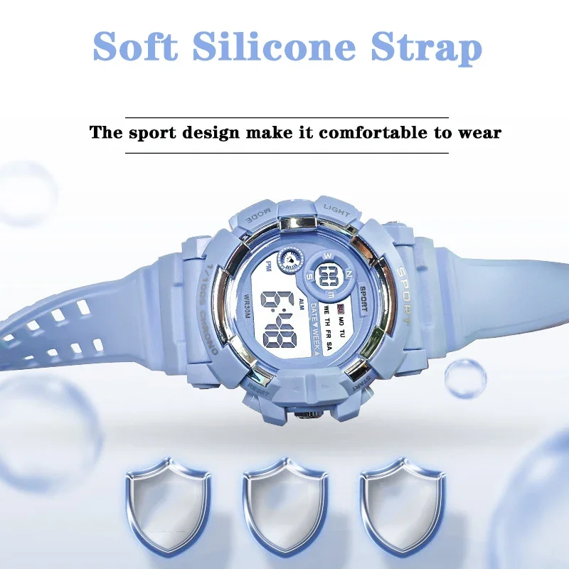 Relojes deportivos de moda YIKAZE, reloj Digital para hombres y mujeres, reloj despertador luminoso resistente al agua, reloj de pulsera electrónico para niños