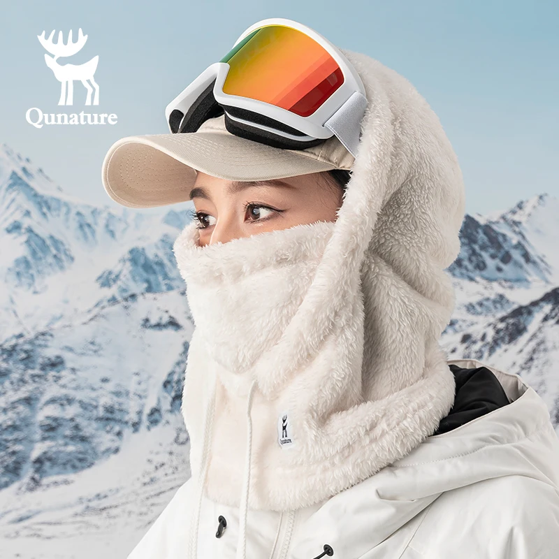 Qunature 保温バラクラバサイクリングキャップスキー冬防風キャップ男性女性フリース厚みのオートバイ帽子スキーフェイスマスク