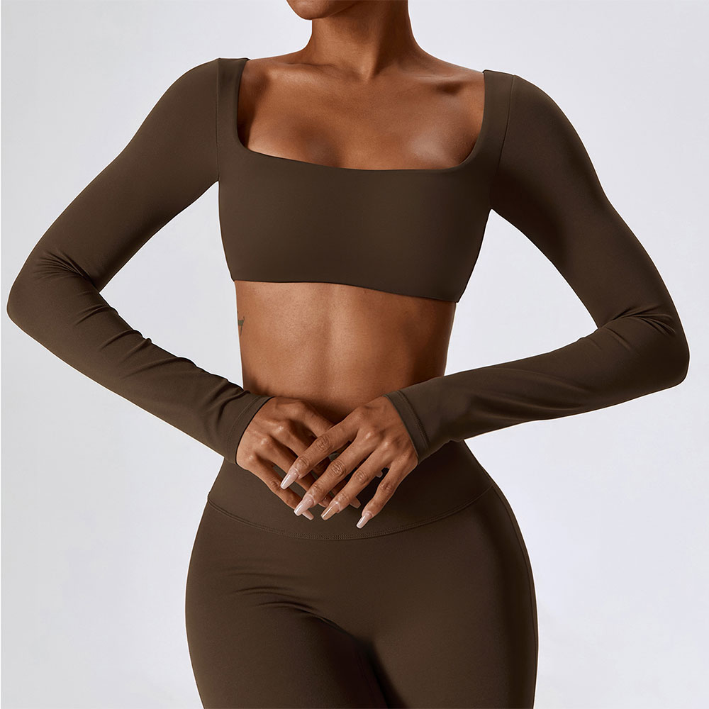 Tops cortos para mujer, camisetas de Yoga, Top deportivo liso, camisetas de manga larga para correr, ropa deportiva Sexy de secado rápido para gimnasio y Fitness con ombligo descubierto