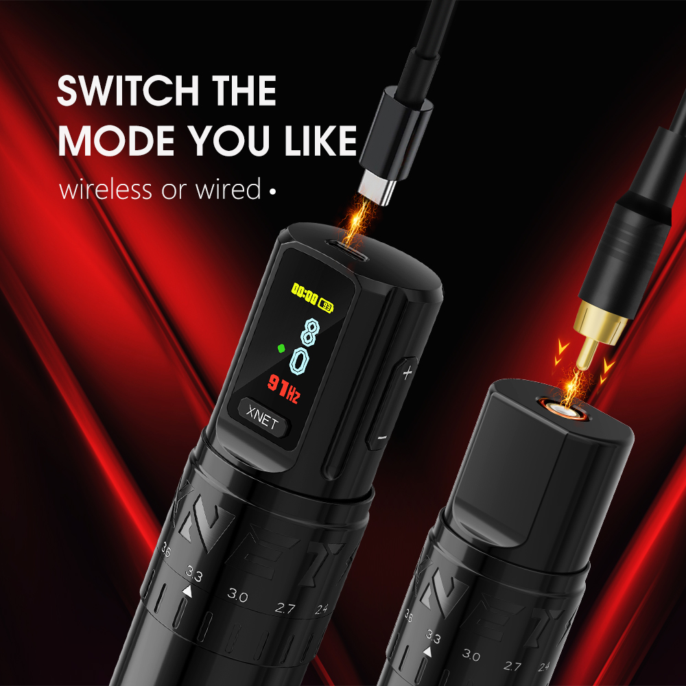 XNET Vipera Professional Wireless Tattoo Machine Adjustable Stroke 2.4-4.2mm OLED Display 2400mAh Battery For Tattoo Artists