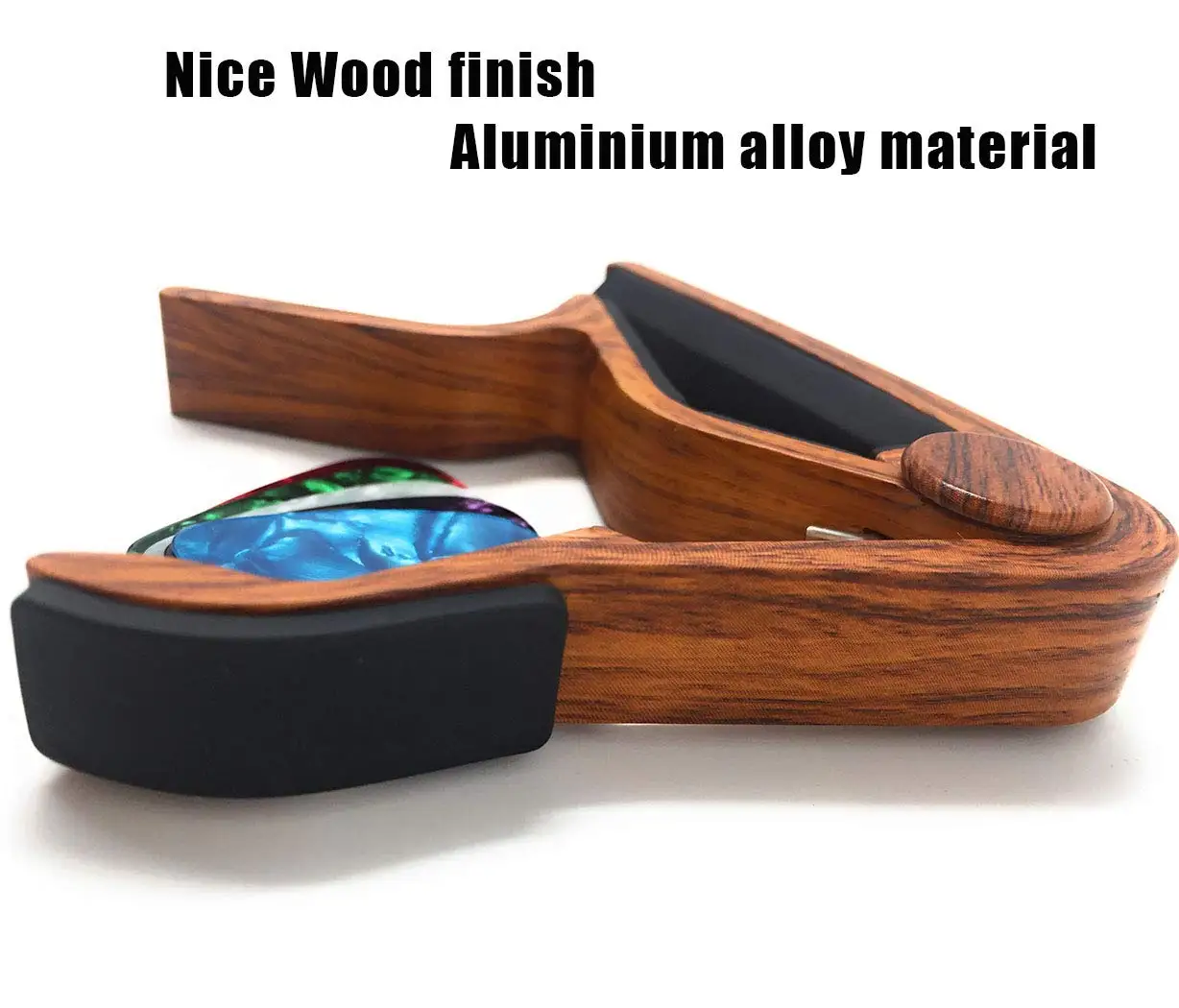 Capo per chitarra Miwayer per chitarre acustiche ed elettriche colore palissandro con 5 plettri