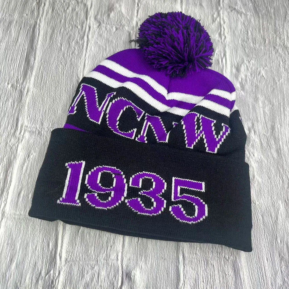 NCNW Sorority Letters 1935, фиолетовый, черный вязаный шарф, набор шапок