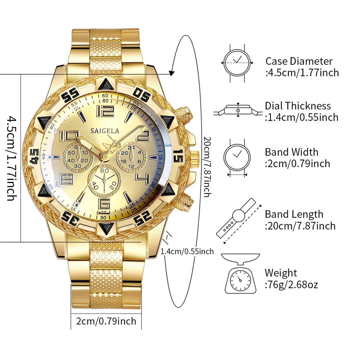 4 unidades / conjunto de relógios masculinos moda mostrador árabe pulseira de aço conjunto de relógio de quartzo (sem caixa)