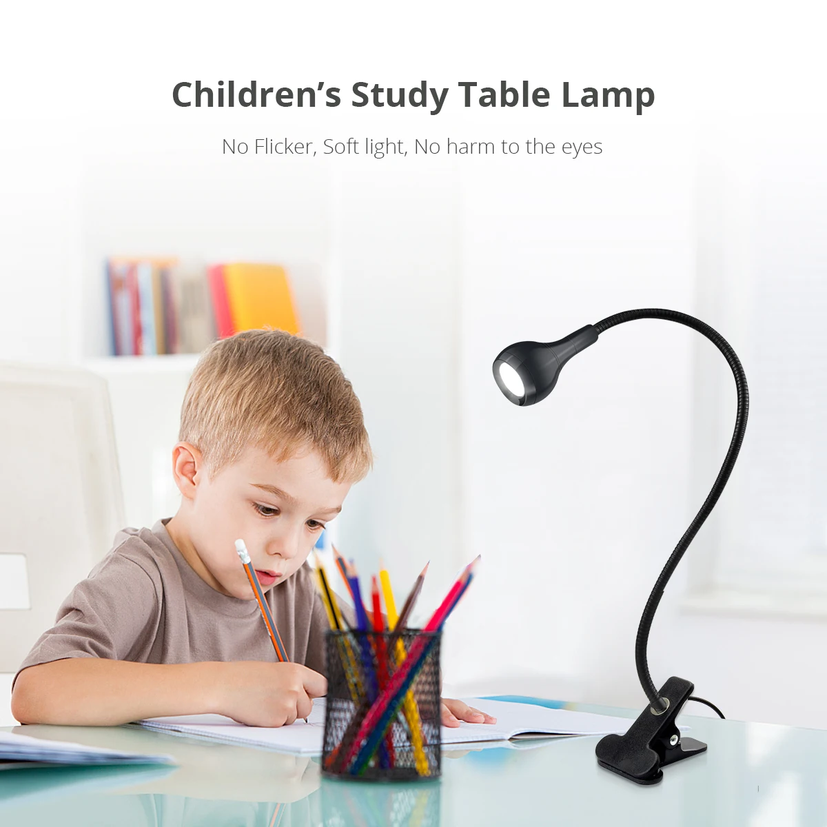 Lámpara de escritorio con clip LED 360 ° Mesa de lectura con cuello de cisne Flexible, luz de lectura para estudio, abrazadera USB para el cuidado de los ojos, iluminación nocturna para libros