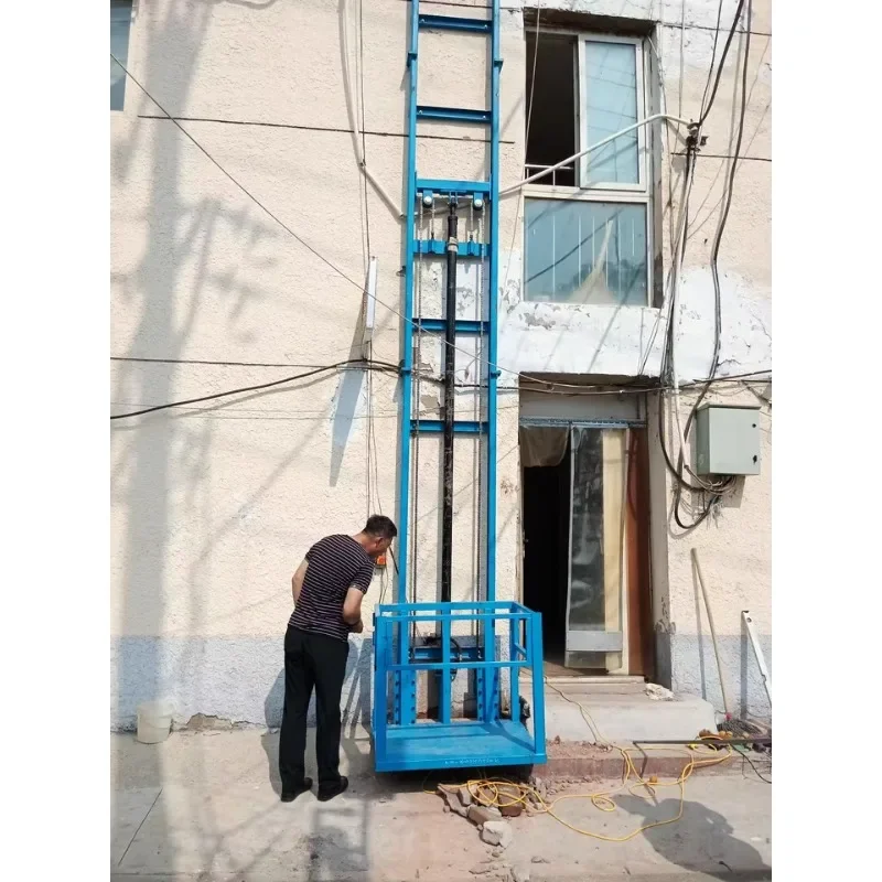 Electric Lifting platform Fully automatic Hydraulic Small cargo elevator Raise 2-8m Warehouse Factory Track Moveable