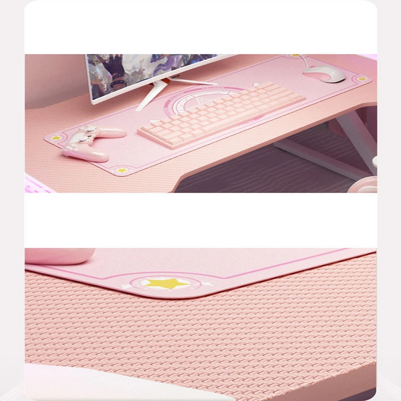 Nuovo tavolo da gioco rosa con luce RGB scrivania per computer con ancoraggio femminile scrivania da studio per camera da letto scrivania nera per ragazzo 100/120CM