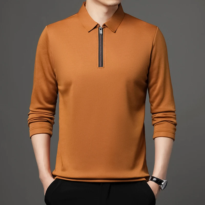 メンズ長袖Tシャツ,ジッパー,ファッショナブル,襟,ビジネス