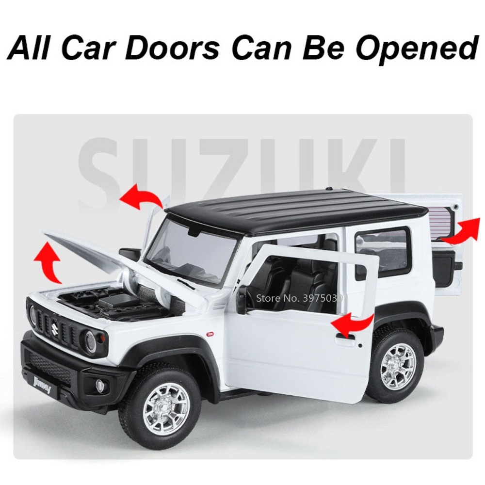1/24 suzuki jimny modelo de carro de brinquedo liga fundição com som luz puxar para trás função brinquedos modelos de veículos adultos presentes colecionáveis