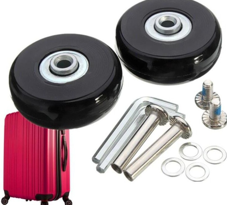 กระเป๋าเดินทางแบบลากกระเป๋าโน้ตบุ๊คกล่องยาง PU เงียบ4ชุดพร้อมล้อยางอเนกประสงค์และล้ออะไหล่ล้อ