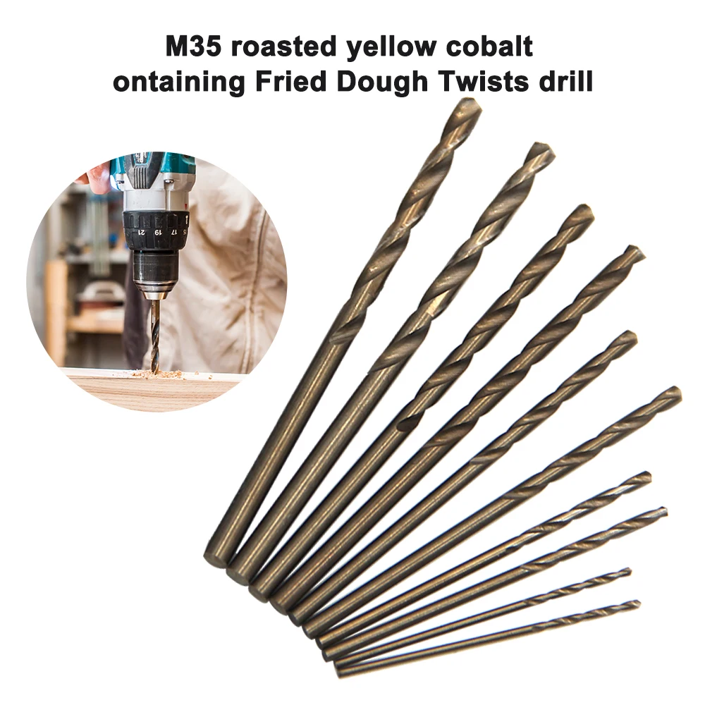 Taladro helicoidal de mango recto totalmente molido de acero de alta velocidad amarillo asado de 1-3mm, mini accesorio de herramienta de perforación de agujeros eléctricos, 1 ud.