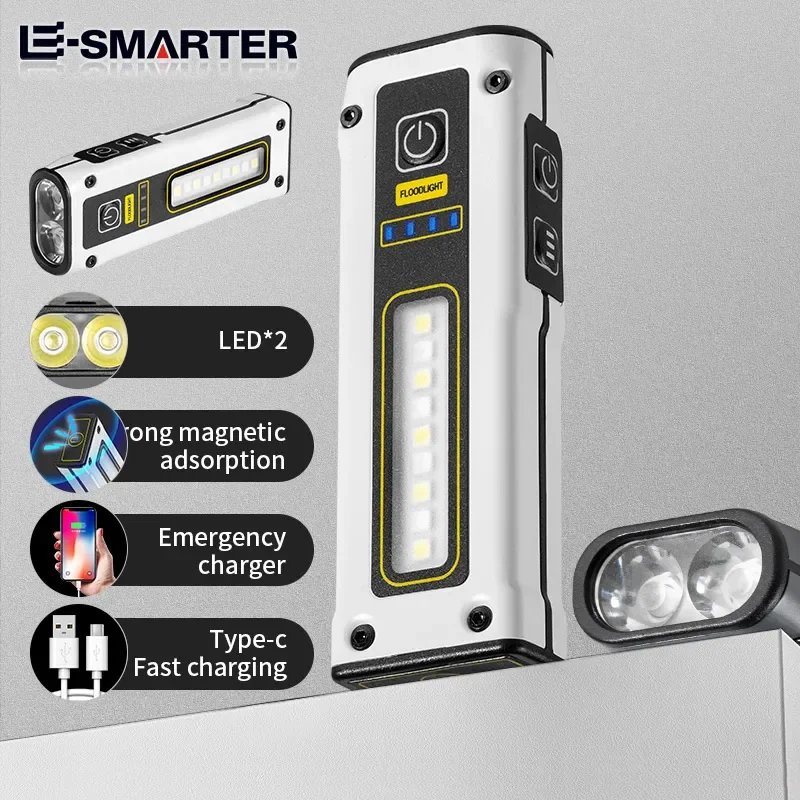 MINI tragbare wiederaufladbare LED-Taschenlampe für den Außenbereich, Notfall-Service-Lampe mit magnetischer, leistungsstarker Taschenlampe mit großer Reichweite zum Angeln