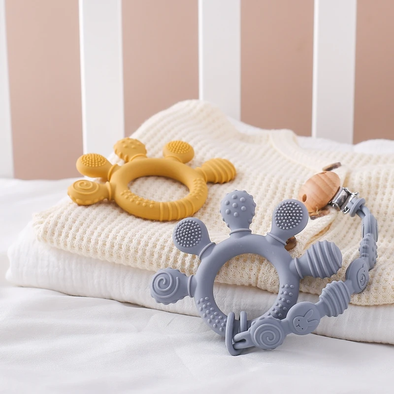 ไม้บีช Pacifier คลิปซิลิโคน Teether ชุดโซ่ Anti-DROP Pacifier CHAIN เด็กอุปกรณ์เสริมจุกนมผู้ถือ Dummy ผู้ถือของขวัญ