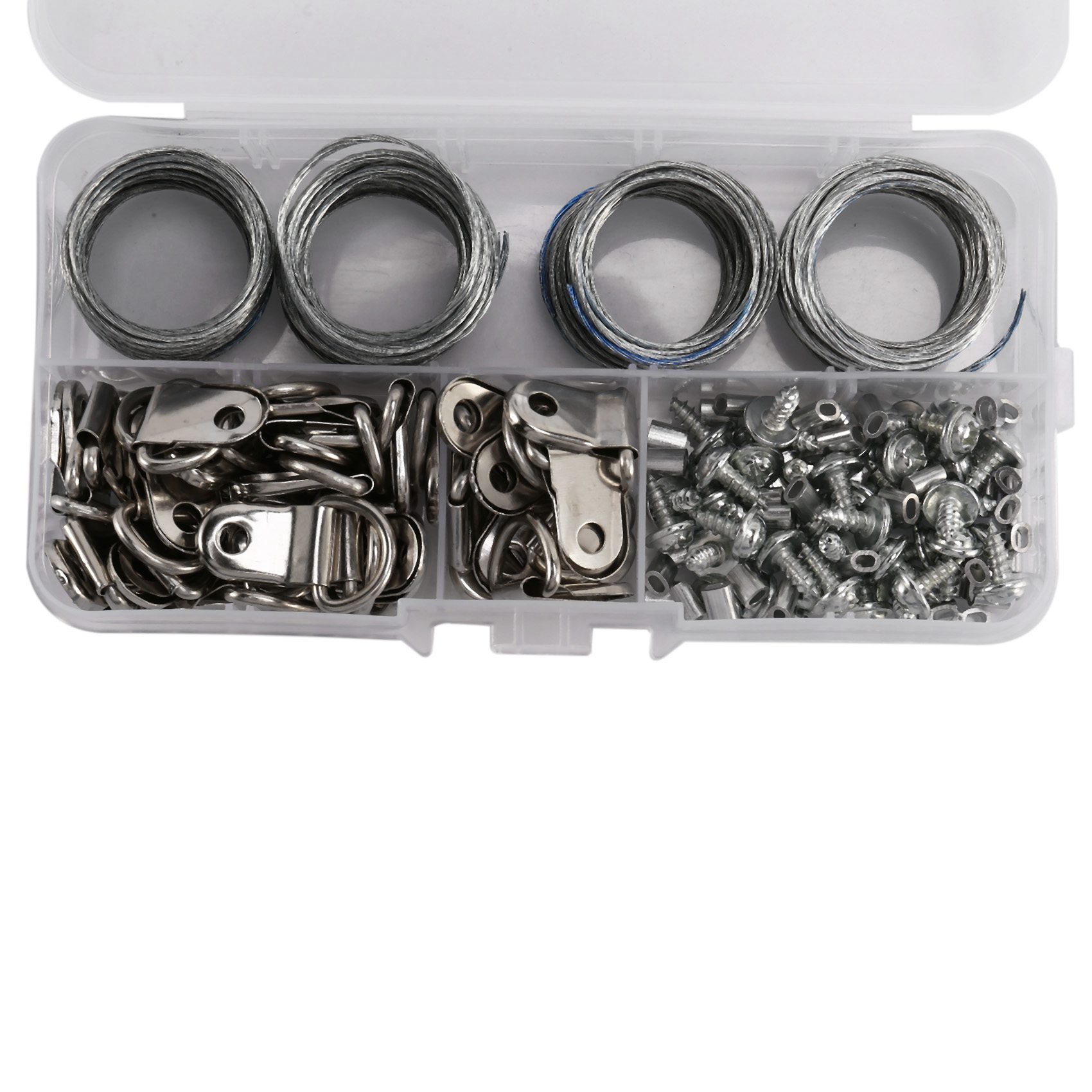 ABFA 124 peças kit de fio de suspensão de imagem, kit de suspensão de moldura de foto, kit de suspensão de imagem com pregos para montagem na parede