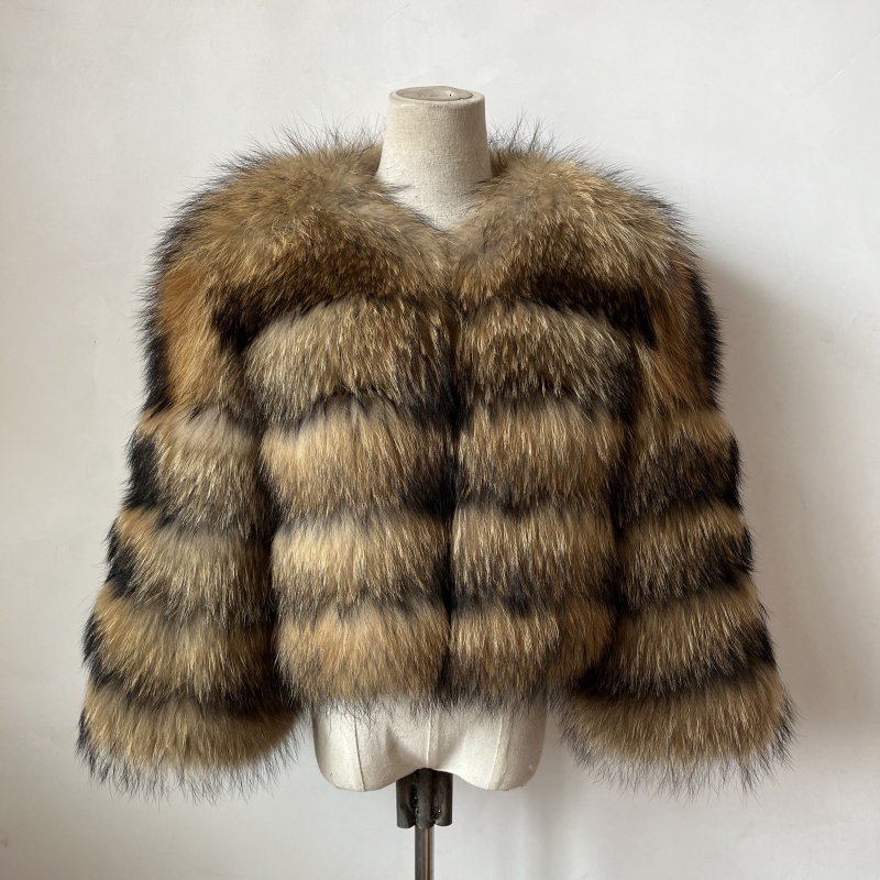 KEJINYUAN Winter Vrouw Echte Vos Bontjas Driekwart Mouw Damesjassen Geef een haarband van dezelfde kleur weg