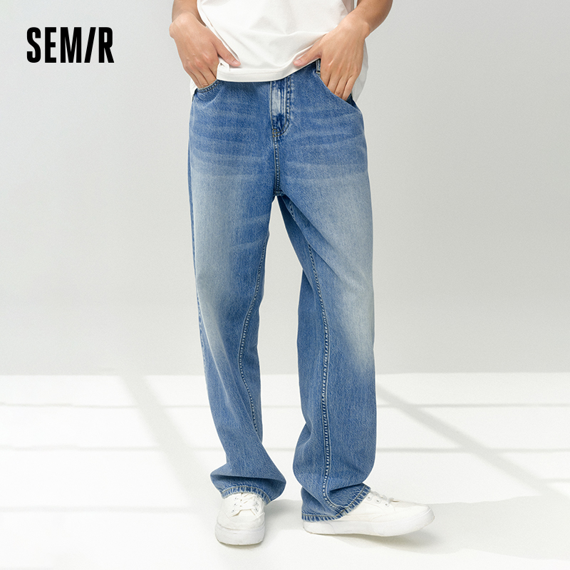 Мужские джинсовые джинсы Semir, новинка лета 2025 г., свободные мягкие джинсовые брюки прямого кроя, модные и винтажные