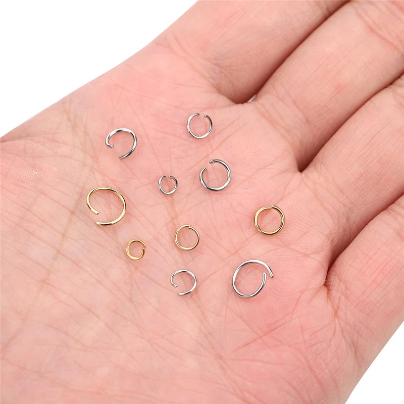 ステンレス鋼のオープンリング,分割リング,ネックレス,ブレスレット,ジュエリーの製造,色あせない,4mm, 5mm, 6mm, 8mm, 10mm, 100個