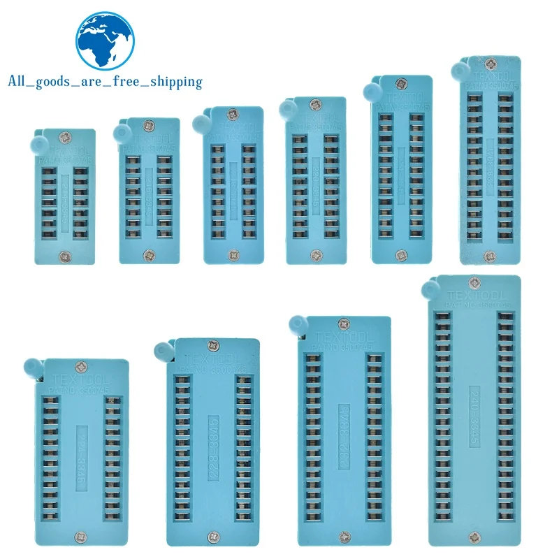 TZT 1 unids/lote 14 16 18 20 24 28 32 40 P Pin 2,54 MM verde DIP Universal ZIF IC Socket prueba soldadura tipo IC bloqueo asiento zif socket