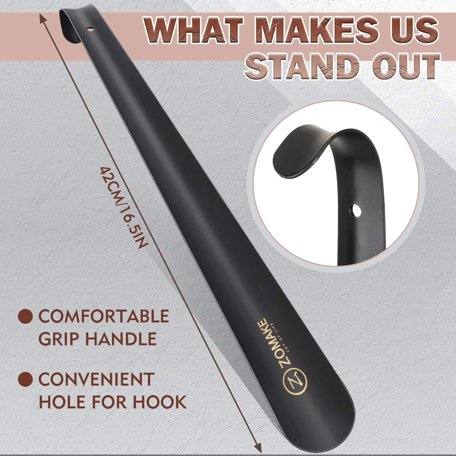 ZOMAKE Metalen Lange Steel Schoenlepel 16.5 "Schoenlepel Helper voor Laarzen Flexibele Lifter Lepel Professionele Aid Tool Schoen accessoires