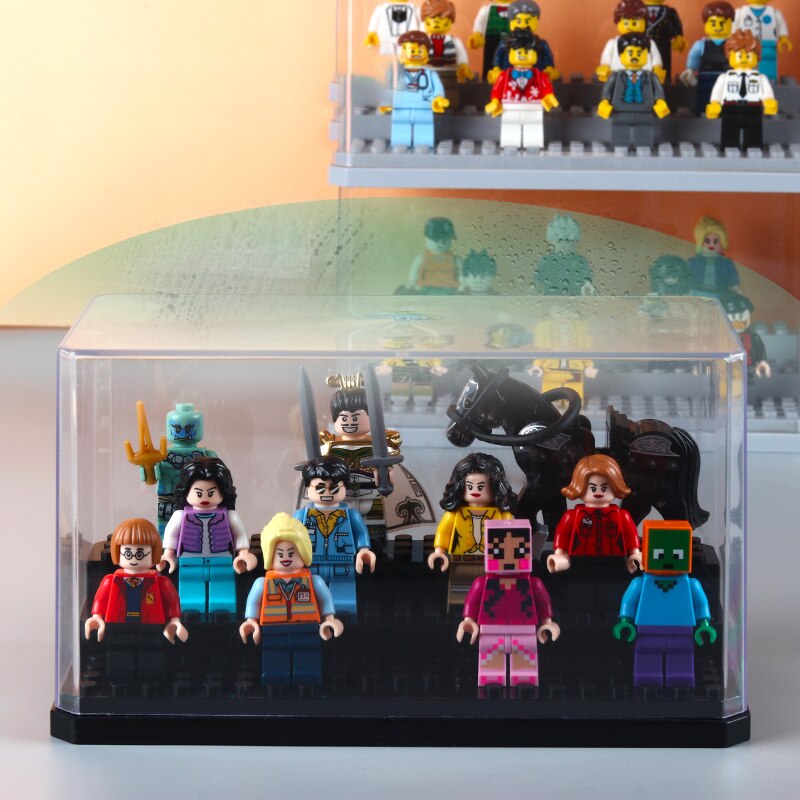 Building Blocks Mini Figura Display Cabinet Compatível com Lego Empilhável sem Montar um Caso Poeira Clara