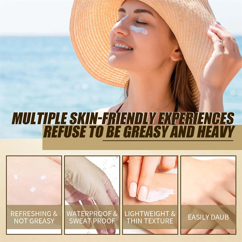 Spf50 + protector solar probiótico de arroz hidratante protección de la piel maquillaje refrescante crema solar resistente a los rayos UV protector solar Facial