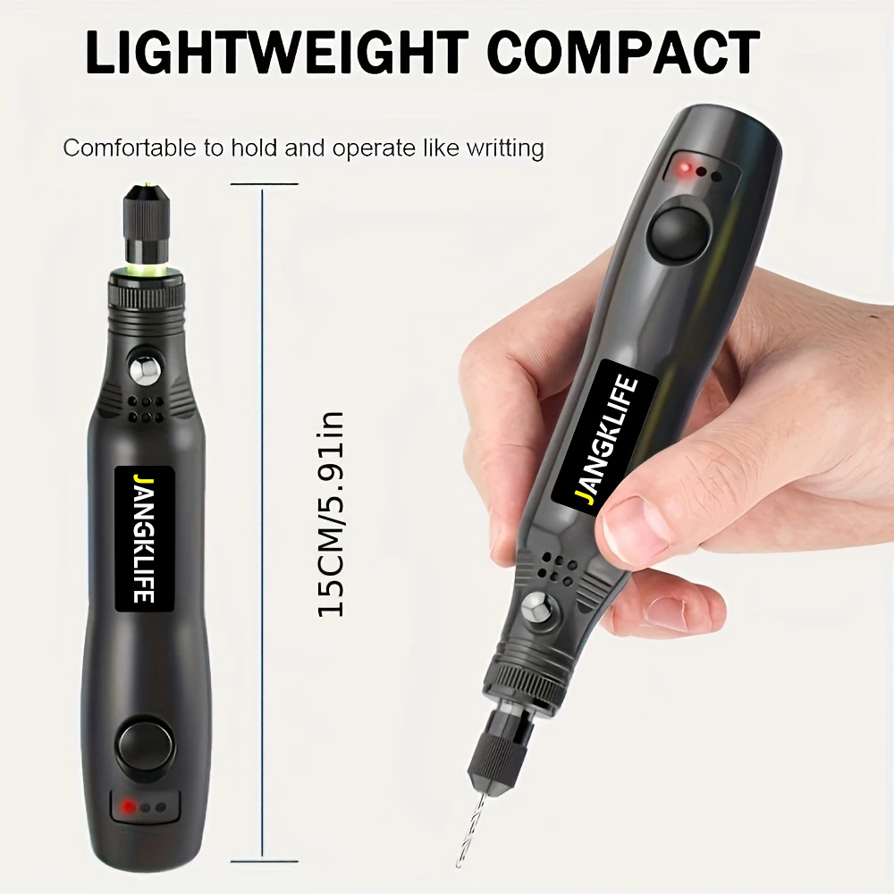 JANGKLIFE USB ชุดเครื่องมือโรตารี่ไร้สายงานไม้แกะสลักปากกา DIY สําหรับเครื่องประดับแก้วโลหะ Mini Wireless เจาะ