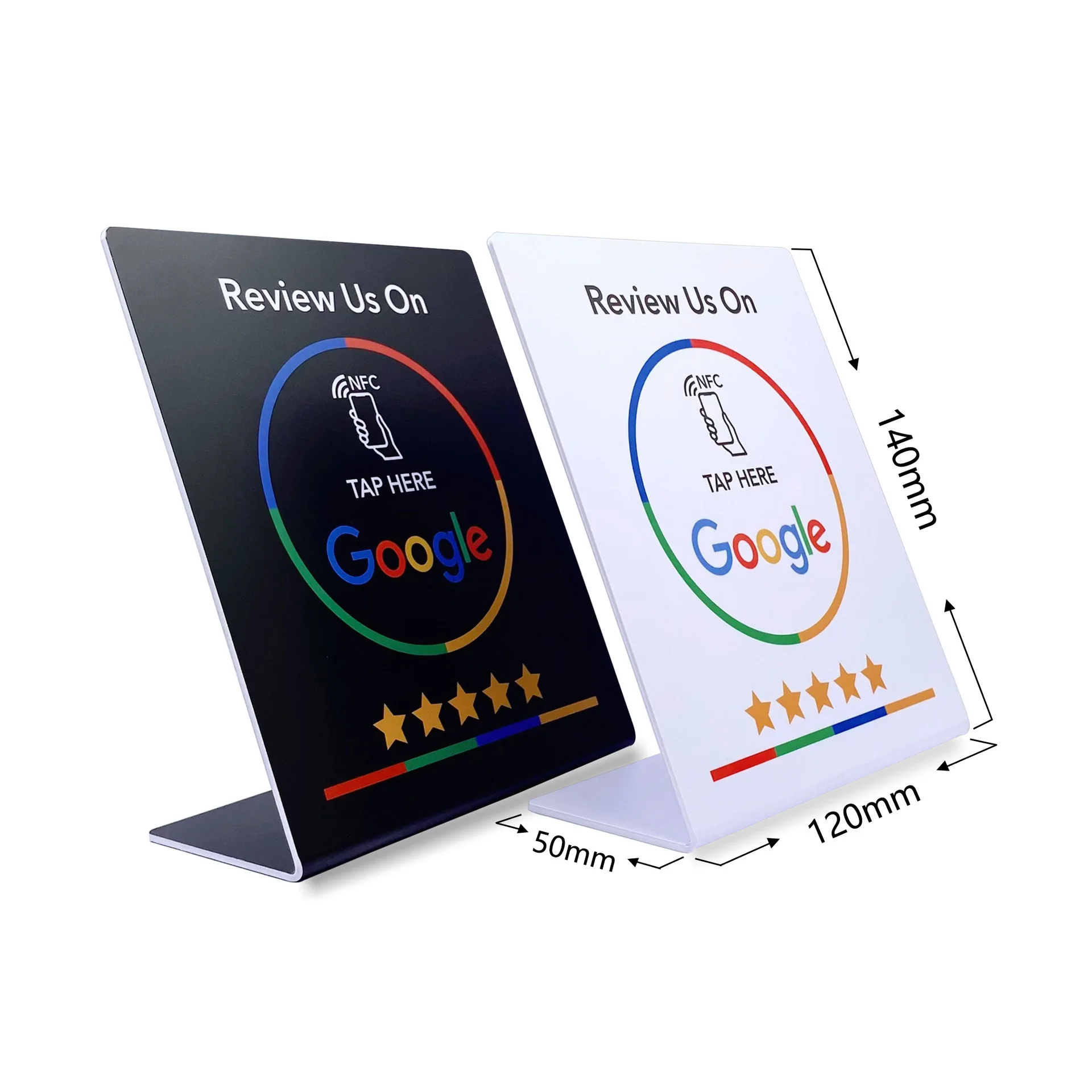 Tarjeta NFC 5YOA, estación de revisión de Google, mesa programable de 13,56 Mhz, pantalla de reseñas de Google NFC, tarjeta doblada, soporte de marca de pie
