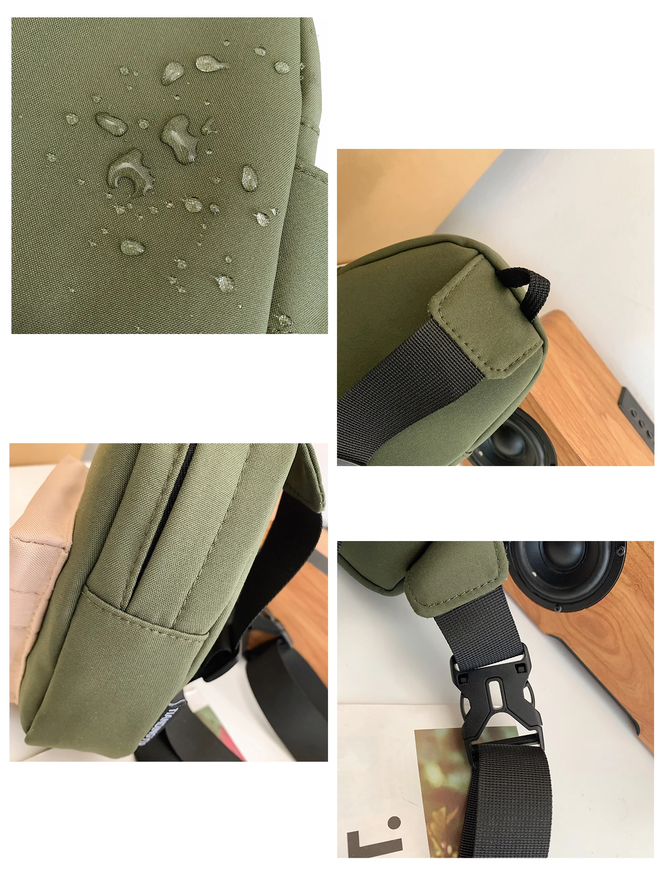 VC トレンディなコントラストミニチェストバッグ男性用ファッションナイロンメンズ軽量クロスボディバッグユニセックスカジュアルストリート電話スリングバッグ