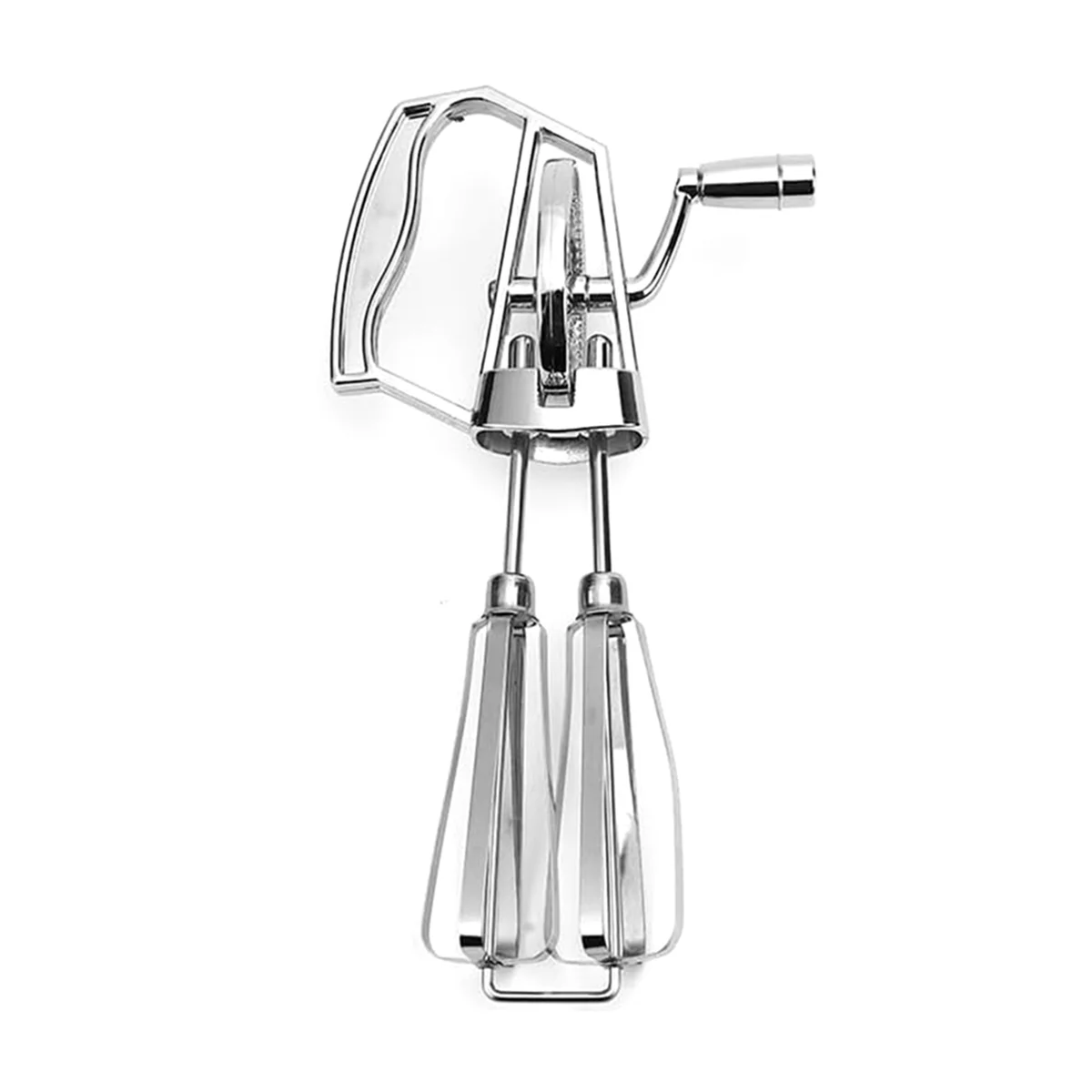 BABQ Frullino per le uova manuale a manovella - Frusta in acciaio inossidabile, Manico ergonomico in ABS, Design compatto per una facile miscelazione Argento