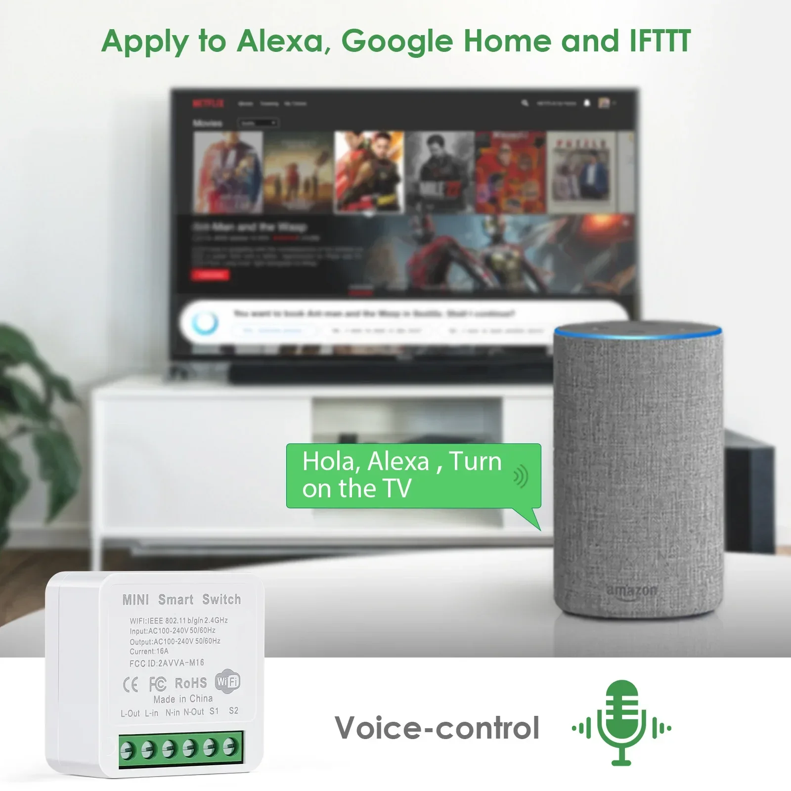 Zigbee-miniinterruptor inteligente con WIFI, interruptor de Control de 2 vías, 16A, a través de Alexa, Alice, Google Home, Tuya, Smart Life, Ewelink, Cozylife, Homekit