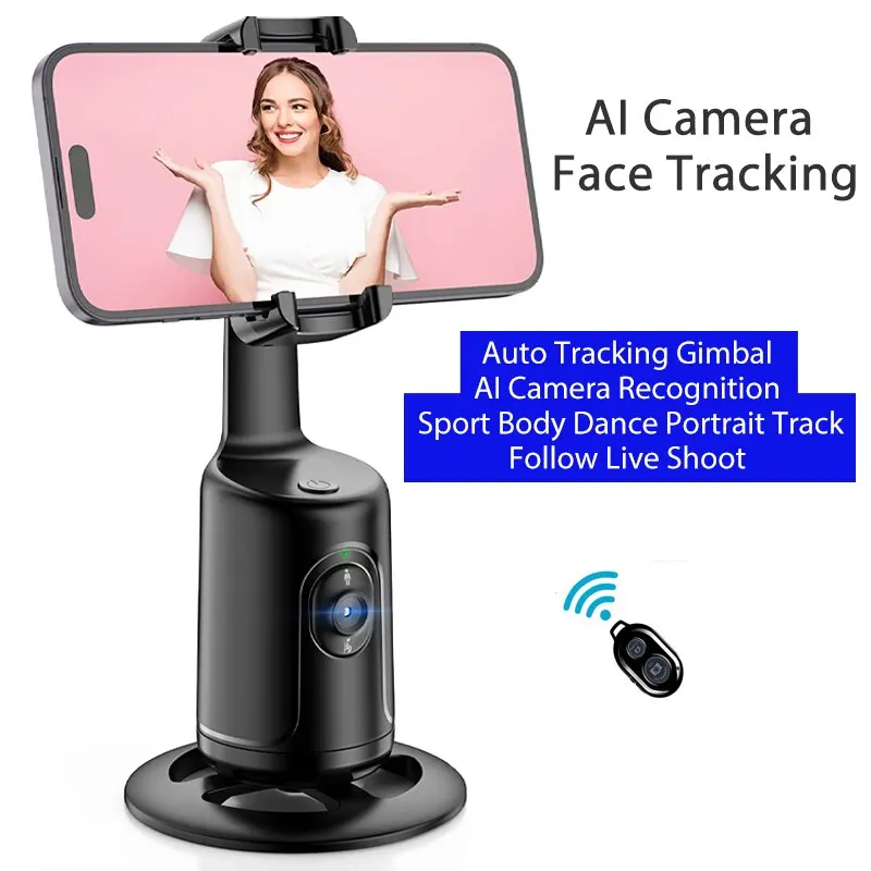 P01 seguimiento automático disparo cardán AI cámara reconocimiento cuerpo cara pista rotación 360 seguimiento inteligente sesión en vivo soporte de teléfono