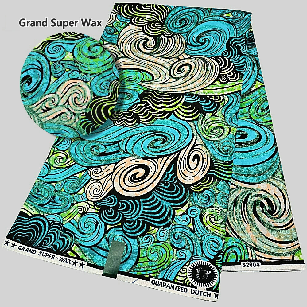 Tecido de cera Grand super Hollandaise, brilho de cera dourada brilhante, pano de cera holandês original, 6 jardas por peça