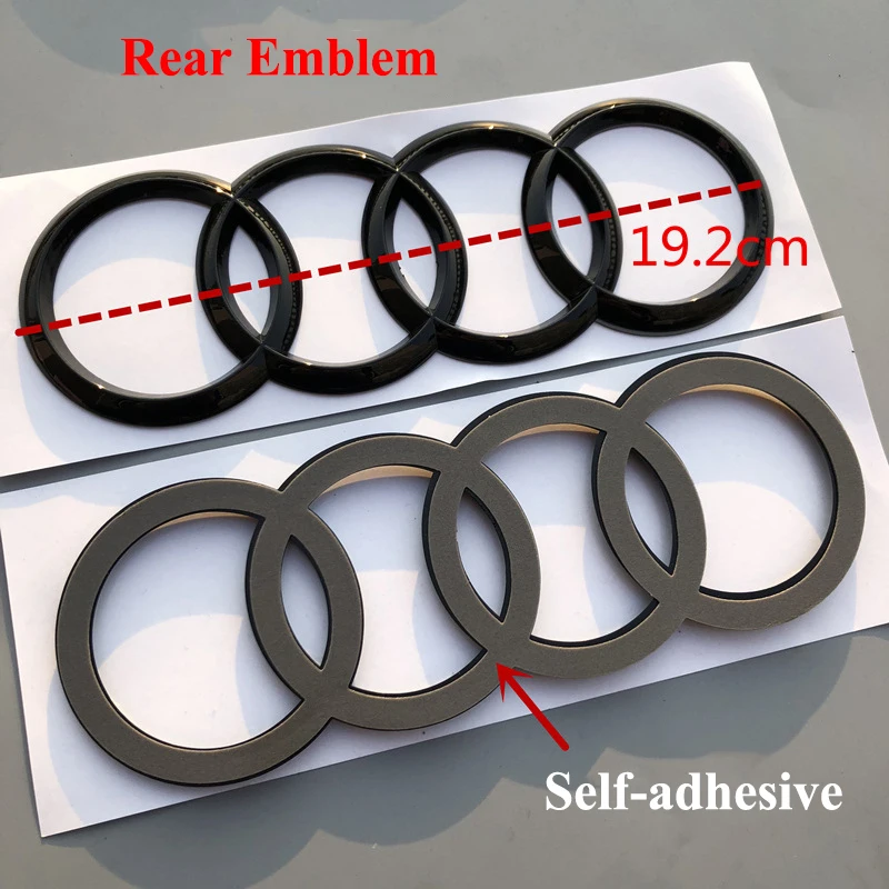 4 anéis logotipo grade dianteira do carro emblema tronco traseiro emblema para audi a1 a2 a3 a4 a5 a6 a7 q2 q3 q4 q5 q7 s3 s4 s5 s6 s7 tt acessórios