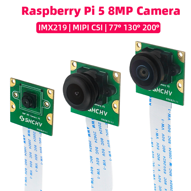 Cámara Raspberry Pi 5 de 8MP Sensor IMX219 77 °   130 °   200 °   Interfaz FOV Fisheye MINI CSI con FFC de 15 cm para RPI 5 Pi5 Zero/W