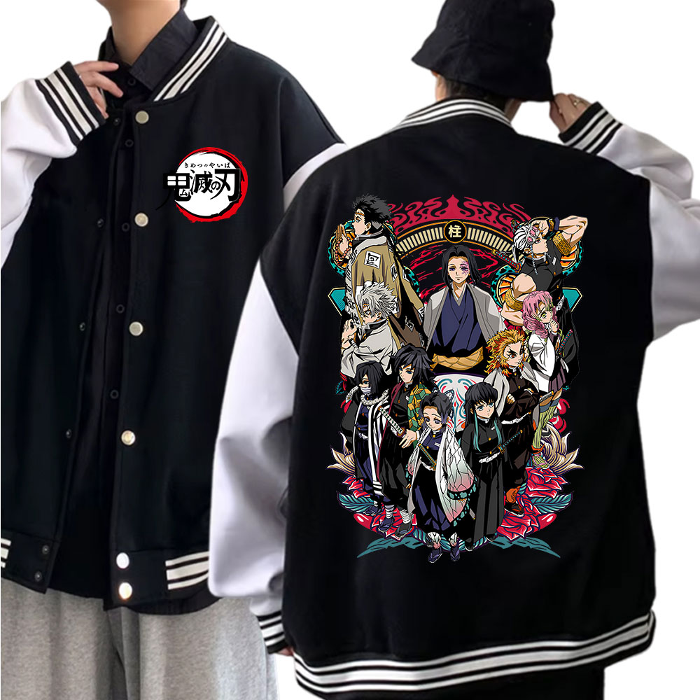 Demon Slayer Baseball Uniform Jacket Women Men Anime Baseball Jackets for Fans Gift