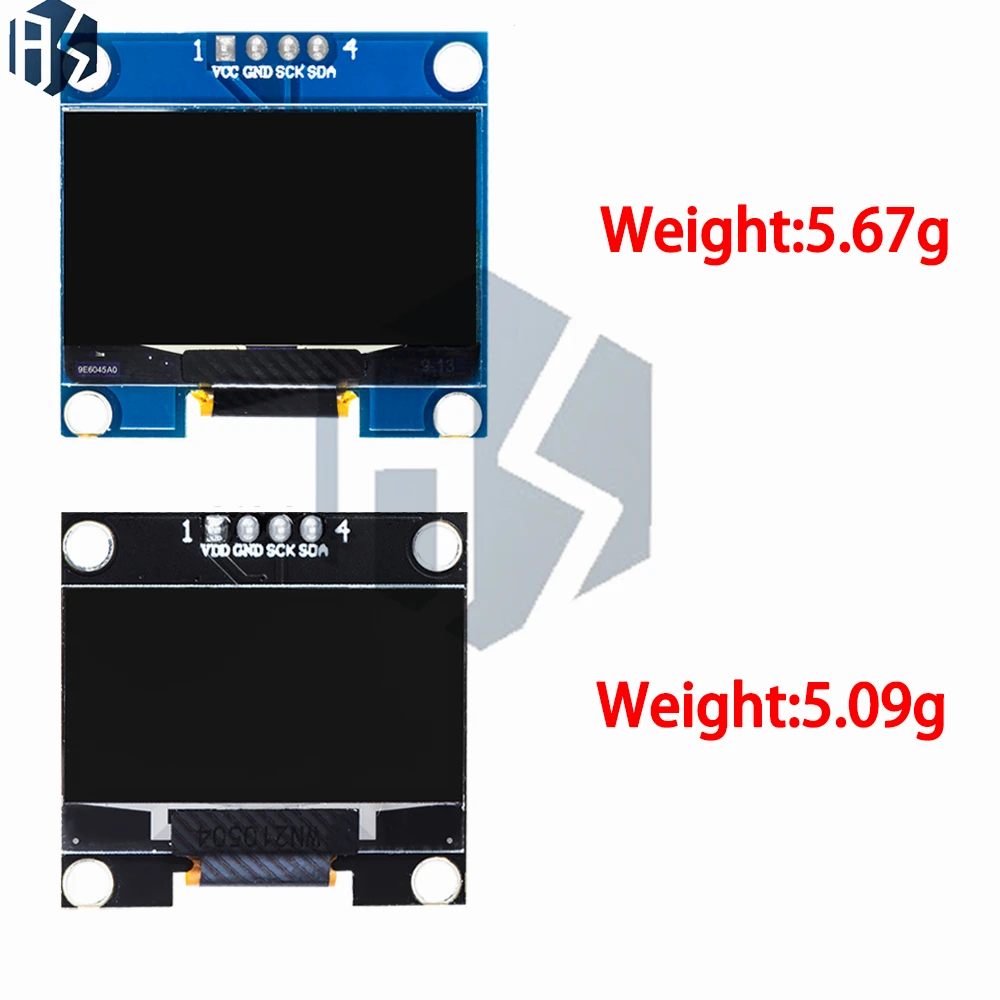 ‌ Módulo de exibição OLED I2C de 1,3 polegadas 128x64 SSD1306 (branco no preto) – compatível com 3,3 V/5 V, interface de 4 pinos (GND, VCC, SCL, SDA)