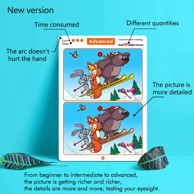 Find the Difference, Fun Concentration Training Game Pictures, Educational Items, Find Different Places, Reusable Erasable Pictures