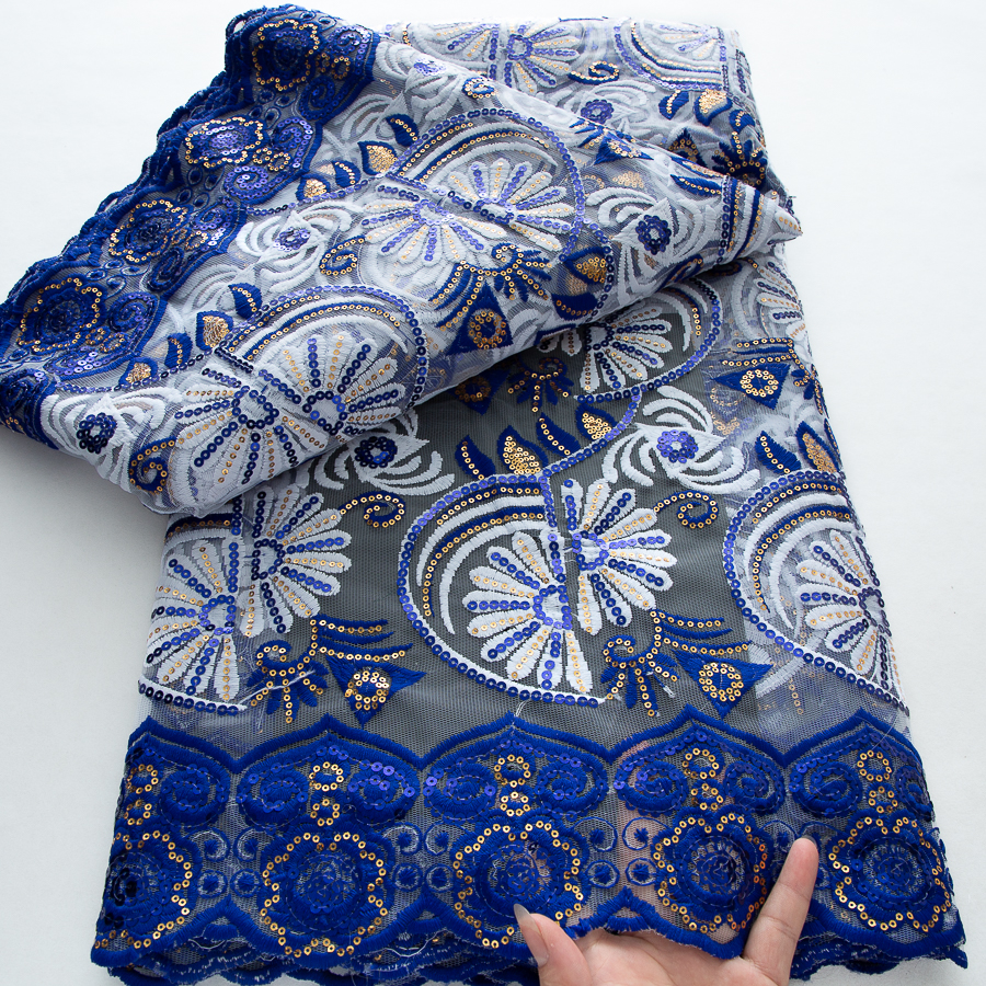 Afrikaanse Tule Kant Stof 2025, Hoge Kwaliteit Nigeriaanse Luxe Pailletten Mesh Kant Stof 5 Yard Trouwjurk voor Vrouwen Naaien A3731