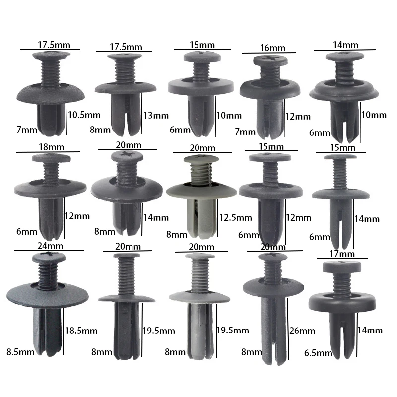 High Quality 5mm 6mm 7mm 8mm 9mm 10mm Hole Car Retainer Plastic Clips Fasteners Auto Trim Panel Clip Mixed Car Body Bumper Rivet