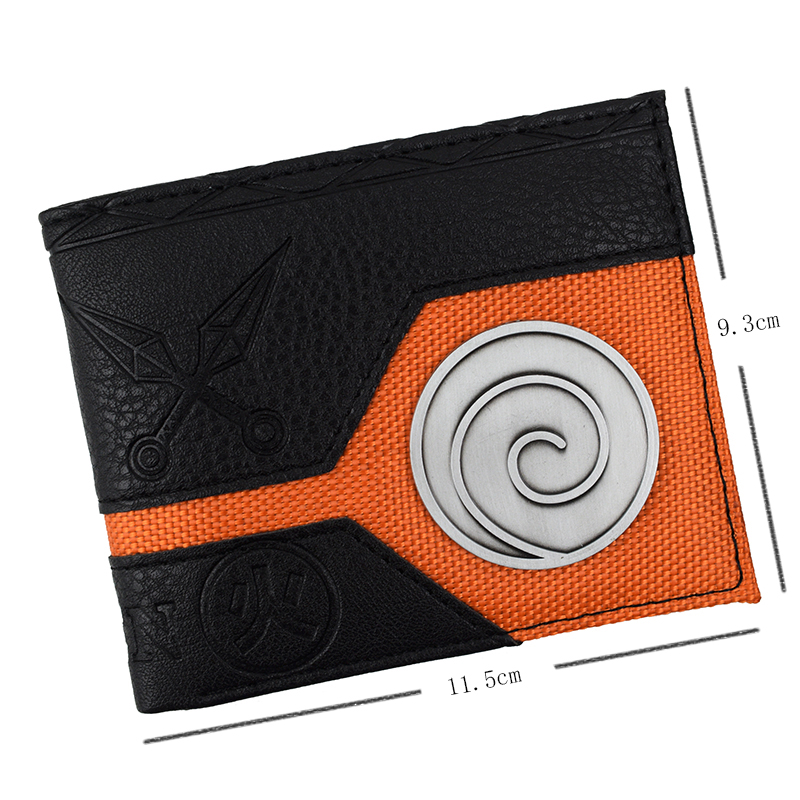 KAYOU Cool Metal Design Naruto Wallet Naruto Shippuden Bolso corto con bolsillo con cremallera