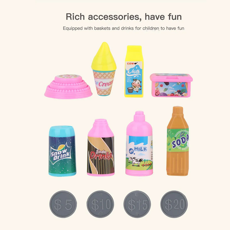 Máquina de venda automática de bebidas simuladas para crianças, brinquedos para compras operadas por moedas, brinquedos educativos para presente