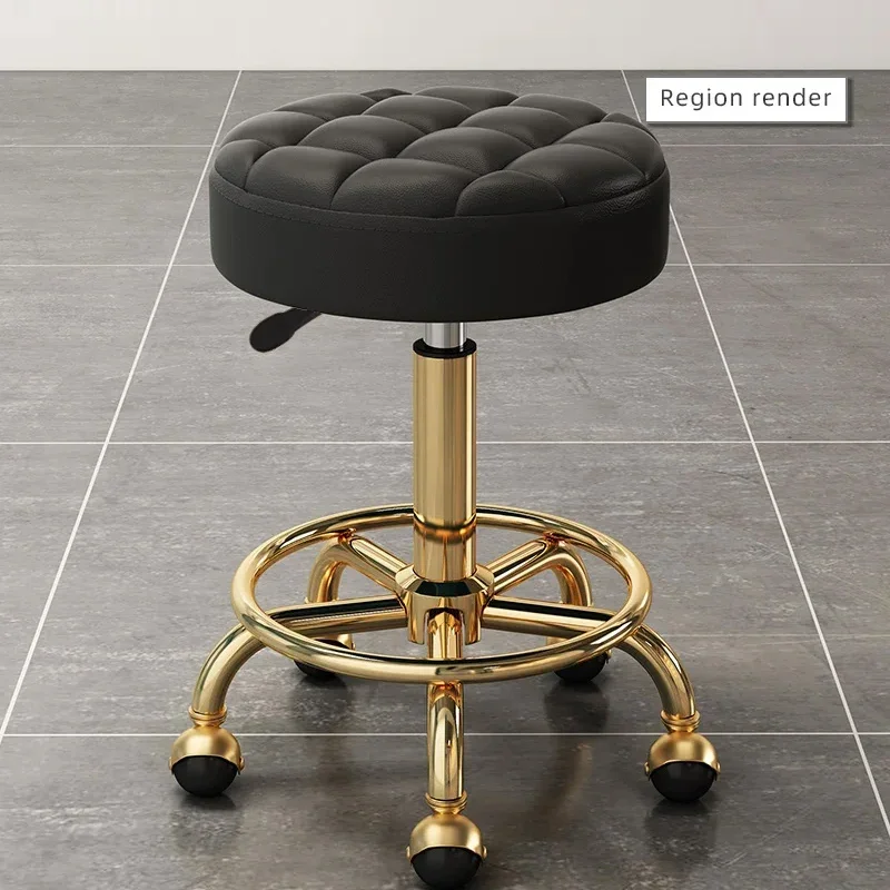 Tabouret de salon de coiffure doré, banc de coiffeur, chaise de massage, chaise de clinique, siège de bureau à domicile, meubles de salon