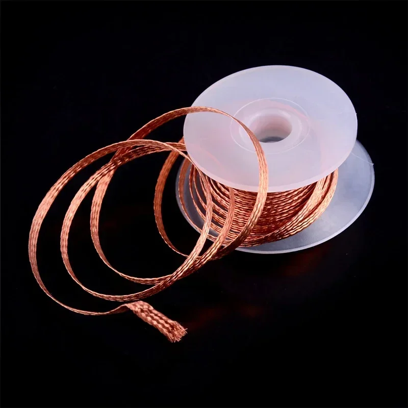 Cinta trenzada para desoldar, removedor de soldadura de cobre, alambre de 1,5-4,0mm, mecha de soldadura, cable de plomo de estaño, herramienta de reparación de flujo BGA, 1/5/10 Uds.